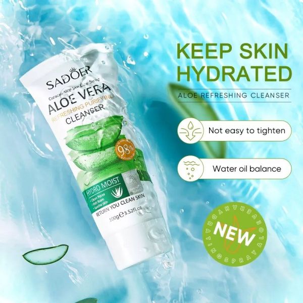 SADOER Cleansing and moisturizing facial foam with aloe vera, 100g.